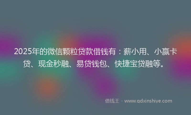 2025年的微信颗粒贷款借钱有：薪小用、小赢卡贷、现金秒融、易贷钱包、快捷宝贷融等。