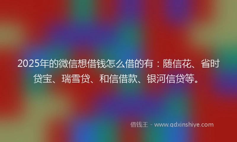 2025年的微信想借钱怎么借的有：随信花、省时贷宝、瑞雪贷、和信借款、银河信贷等。