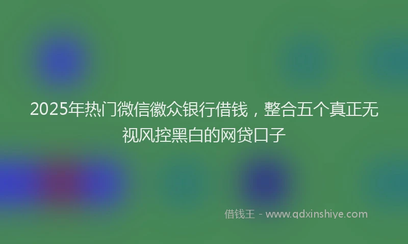 2025年热门微信徽众银行借钱，整合五个真正无视风控黑白的网贷口子