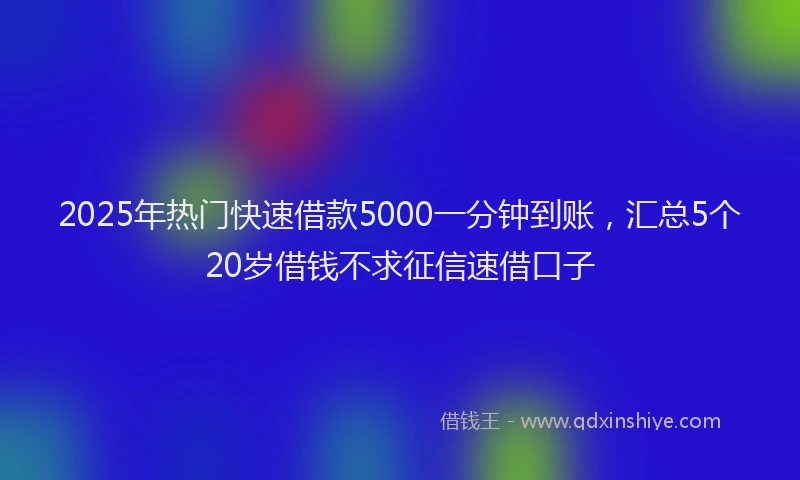 2025年热门快速借款5000一分钟到账，汇总5个20岁借钱不求征信速借口子