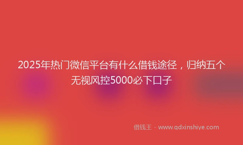 2025年热门微信平台有什么借钱途径，归纳五个无视风控5000必下口子