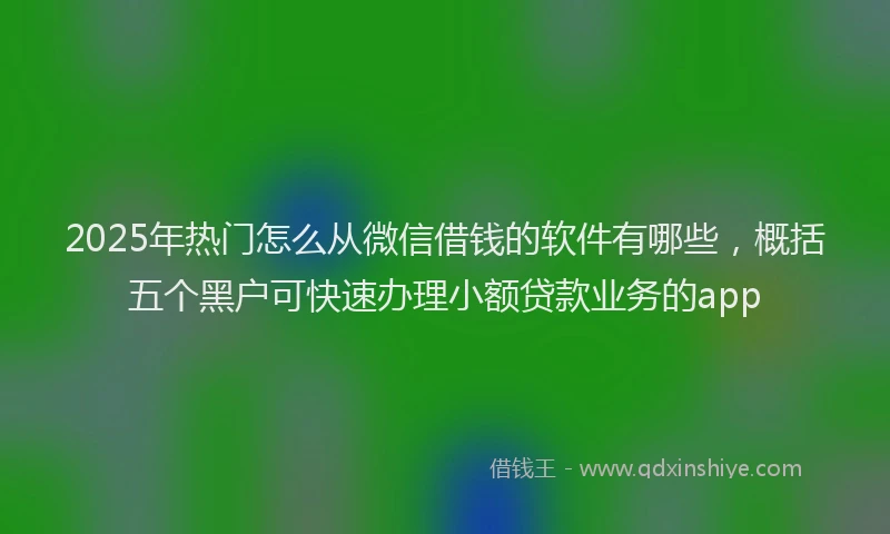 2025年热门怎么从微信借钱的软件有哪些，概括五个黑户可快速办理小额贷款业务的app