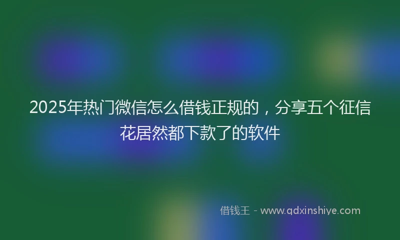2025年热门微信怎么借钱正规的，分享五个征信花居然都下款了的软件