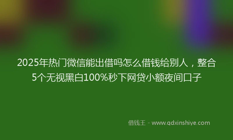 2025年热门微信能出借吗怎么借钱给别人，整合5个无视黑白100%秒下网贷小额夜间口子
