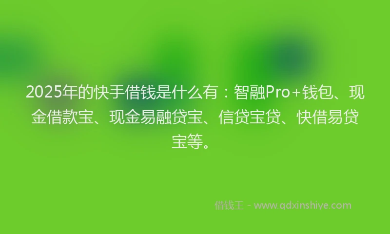 2025年的快手借钱是什么有：智融Pro+钱包、现金借款宝、现金易融贷宝、信贷宝贷、快借易贷宝等。