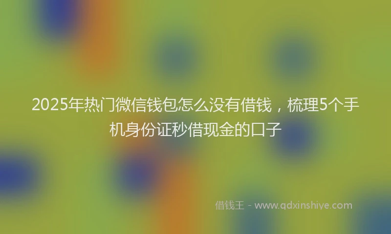 2025年热门微信钱包怎么没有借钱，梳理5个手机身份证秒借现金的口子
