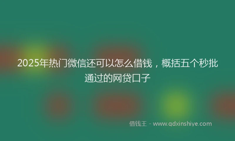 2025年热门微信还可以怎么借钱，概括五个秒批通过的网贷口子