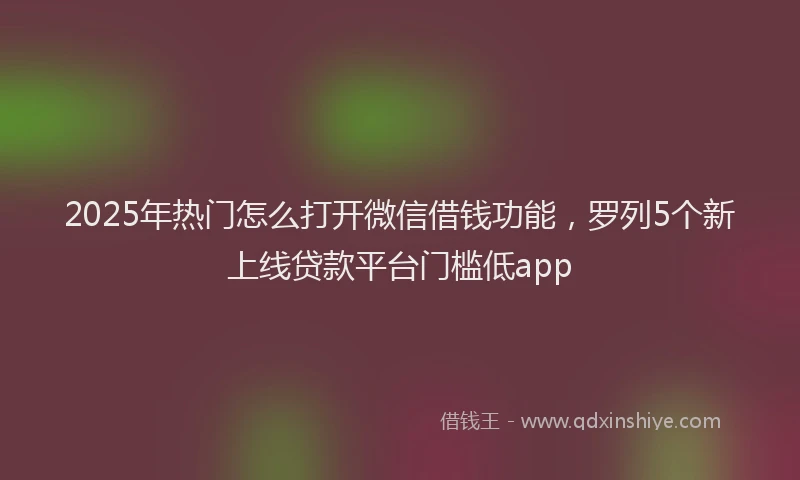 2025年热门怎么打开微信借钱功能，罗列5个新上线贷款平台门槛低app