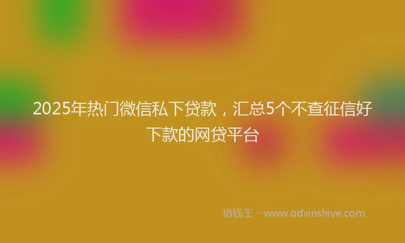 2025年热门微信私下贷款,汇总5个不查征信好下款的网贷平台