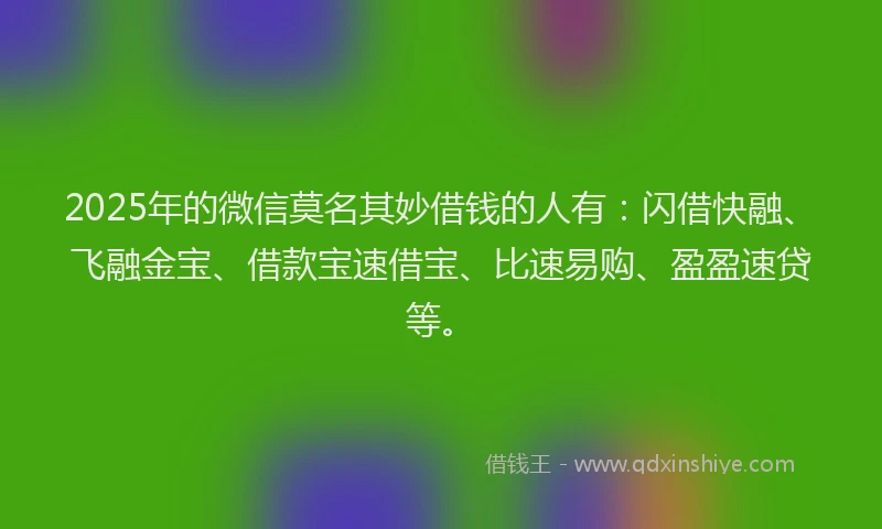 2025年的微信莫名其妙借钱的人有：闪借快融、飞融金宝、借款宝速借宝、比速易购、盈盈速贷等。