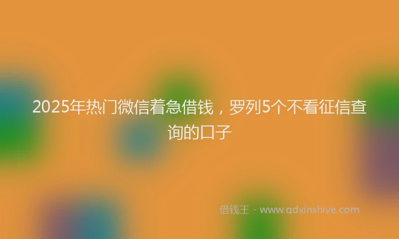 2025年热门微信着急借钱，罗列5个不看征信查询的口子