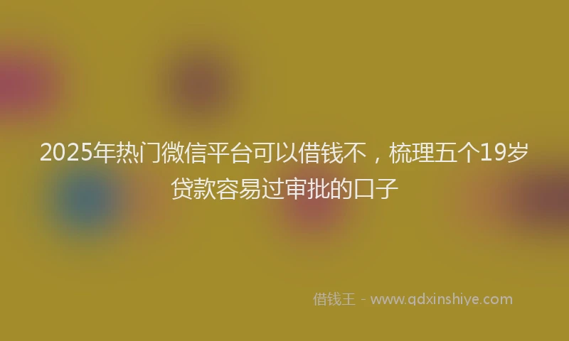 2025年热门微信平台可以借钱不，梳理五个19岁贷款容易过审批的口子