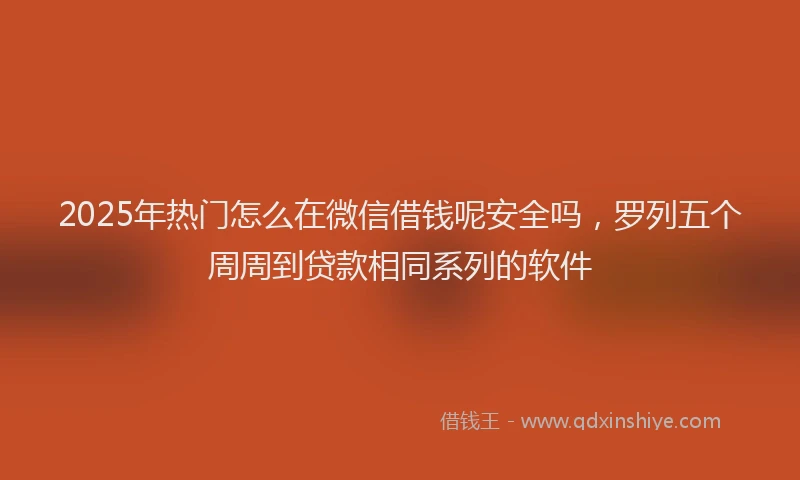 2025年热门怎么在微信借钱呢安全吗，罗列五个周周到贷款相同系列的软件