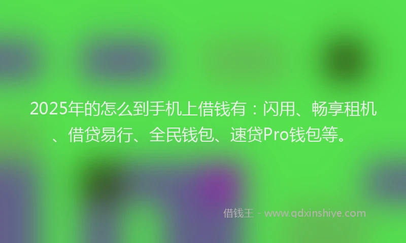 2025年的怎么到手机上借钱有：闪用、畅享租机、借贷易行、全民钱包、速贷Pro钱包等。