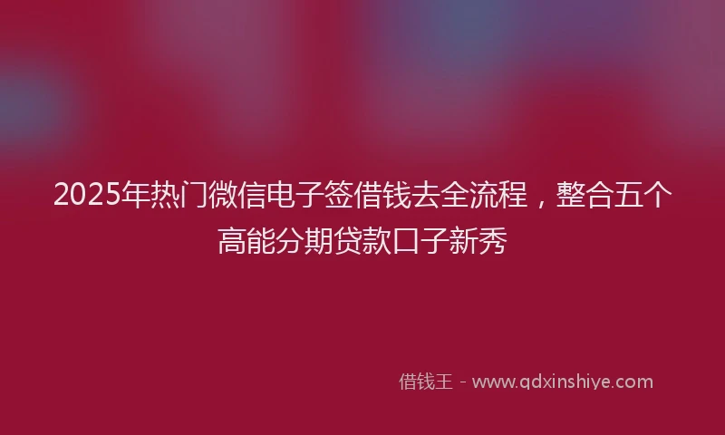 2025年热门微信电子签借钱去全流程,整合五个高能分期贷款口子新秀
