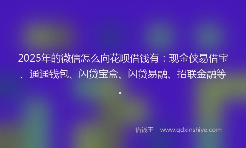 2025年的微信怎么向花呗借钱有：现金侠易借宝、通通钱包、闪贷宝盒、闪贷易融、招联金融等。