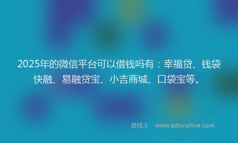 2025年的微信平台可以借钱吗有：幸福贷、钱袋快融、易融贷宝、小吉商城、口袋宝等。