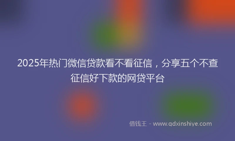 2025年热门微信贷款看不看征信，分享五个不查征信好下款的网贷平台