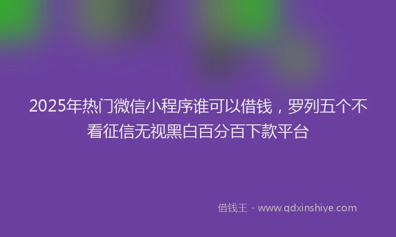 2025年热门微信小程序谁可以借钱，罗列五个不看征信无视黑白百分百下款平台