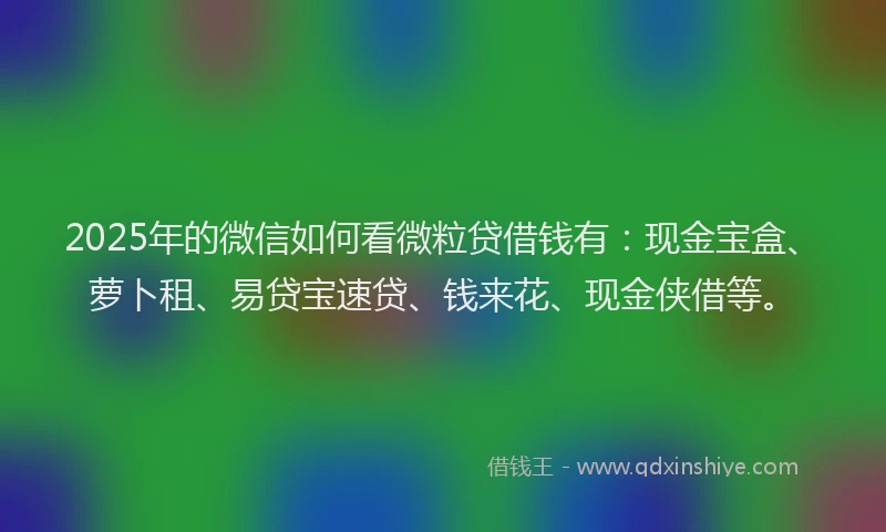2025年的微信如何看微粒贷借钱有：现金宝盒、萝卜租、易贷宝速贷、钱来花、现金侠借等。