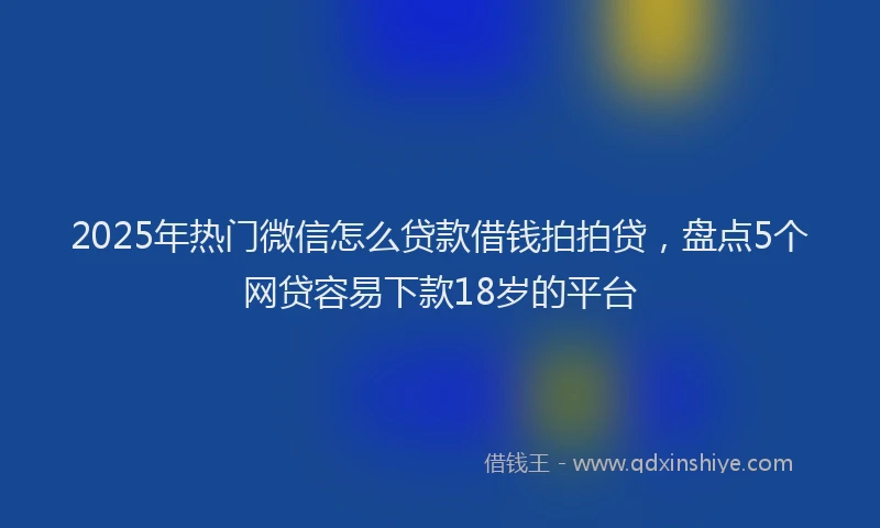 2025年热门微信怎么贷款借钱拍拍贷，盘点5个网贷容易下款18岁的平台