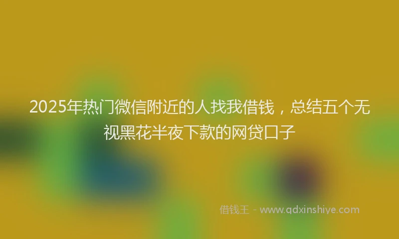 2025年热门微信附近的人找我借钱，总结五个无视黑花半夜下款的网贷口子