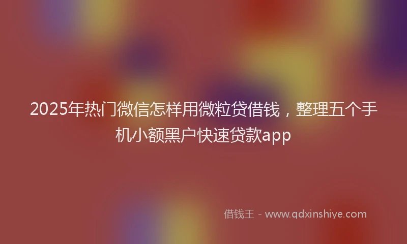 2025年热门微信怎样用微粒贷借钱，整理五个手机小额黑户快速贷款app