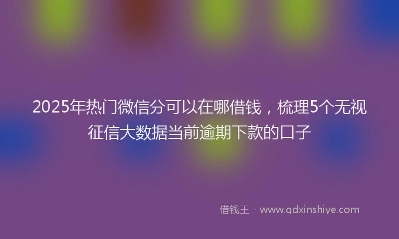 2025年热门微信分可以在哪借钱，梳理5个无视征信大数据当前逾期下款的口子