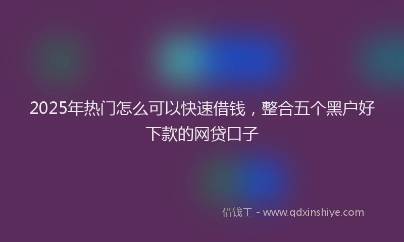 2025年热门怎么可以快速借钱,整合五个黑户好下款的网贷口子