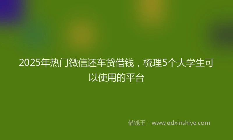 2025年热门微信还车贷借钱，梳理5个大学生可以使用的平台