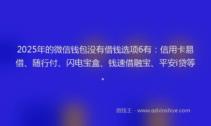 2025年的微信钱包没有借钱选项6有：信用卡易借、随行付、闪电宝盒、钱速借融宝、平安i贷等。