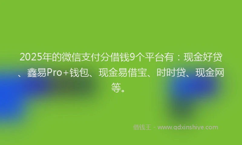 2025年的微信支付分借钱9个平台有：现金好贷、鑫易Pro+钱包、现金易借宝、时时贷、现金网等。