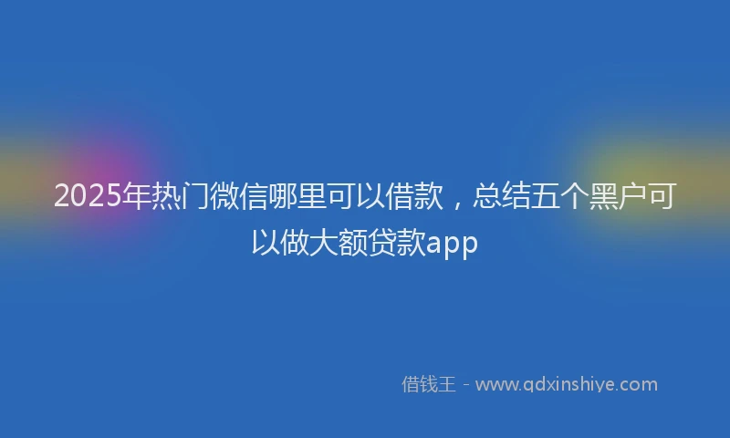 2025年热门微信哪里可以借款，总结五个黑户可以做大额贷款app