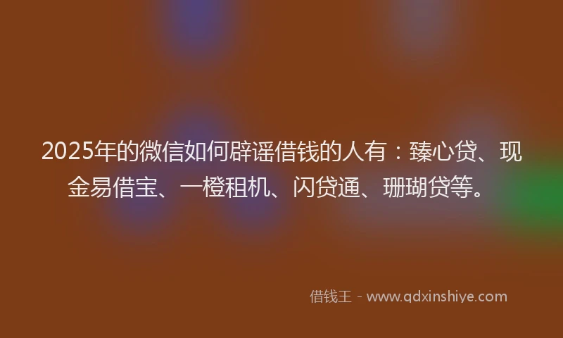 2025年的微信如何辟谣借钱的人有：臻心贷、现金易借宝、一橙租机、闪贷通、珊瑚贷等。