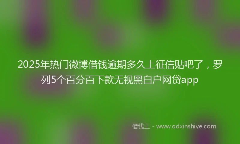 2025年热门微博借钱逾期多久上征信贴吧了，罗列5个百分百下款无视黑白户网贷app
