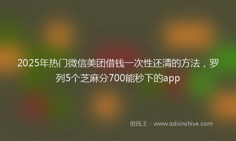 2025年热门微信美团借钱一次性还清的方法，罗列5个芝麻分700能秒下的app