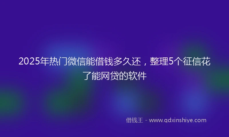 2025年热门微信能借钱多久还，整理5个征信花了能网贷的软件