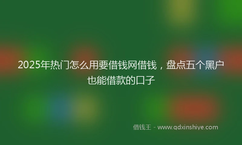 2025年热门怎么用要借钱网借钱，盘点五个黑户也能借款的口子