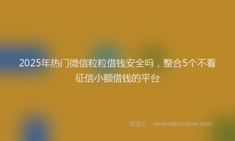 2025年热门微信粒粒借钱安全吗,整合5个不看征信小额借钱的平台
