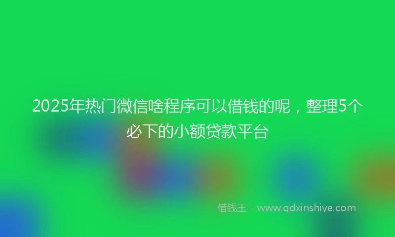2025年热门微信啥程序可以借钱的呢，整理5个必下的小额贷款平台
