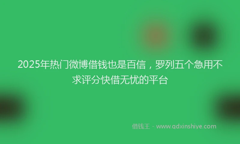 2025年热门微博借钱也是百信，罗列五个急用不求评分快借无忧的平台