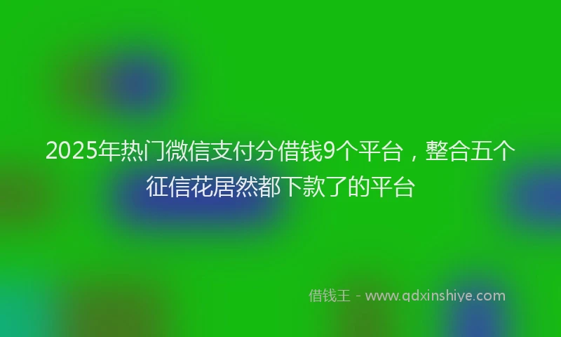 2025年热门微信支付分借钱9个平台，整合五个征信花居然都下款了的平台