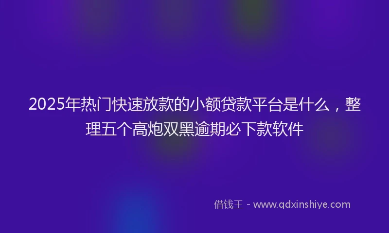 2025年热门快速放款的小额贷款平台是什么，整理五个高炮双黑逾期必下款软件