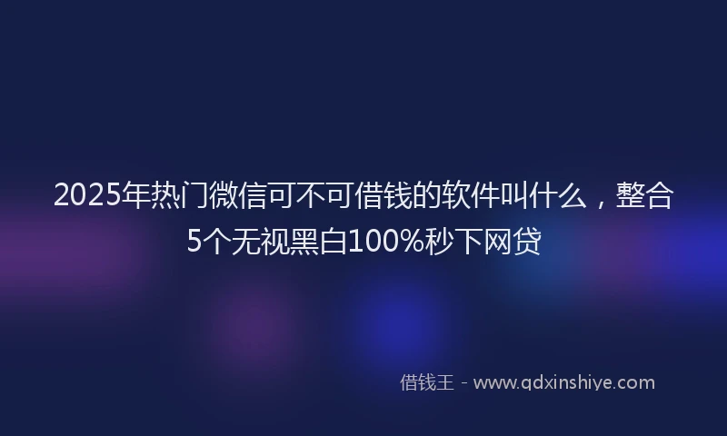 2025年热门微信可不可借钱的软件叫什么，整合5个无视黑白100%秒下网贷