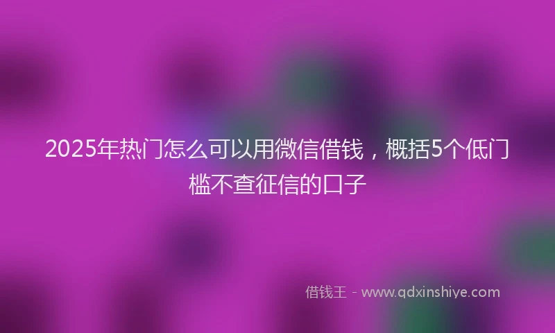 2025年热门怎么可以用微信借钱，概括5个低门槛不查征信的口子