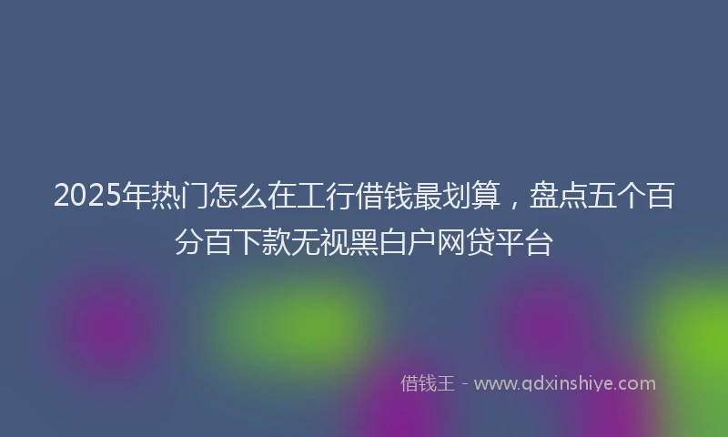 2025年热门怎么在工行借钱最划算，盘点五个百分百下款无视黑白户网贷平台