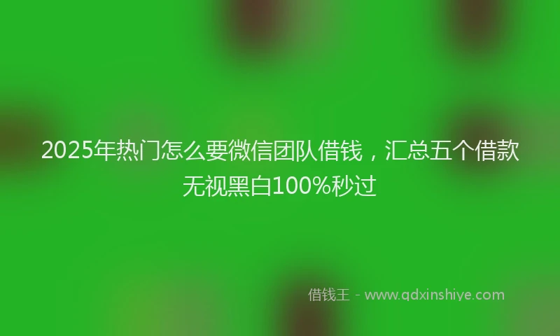 2025年热门怎么要微信团队借钱，汇总五个借款无视黑白100%秒过