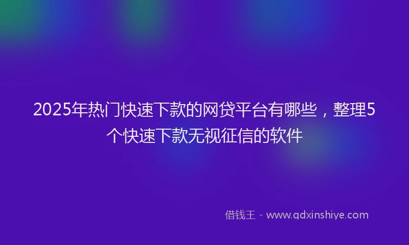 2025年热门快速下款的网贷平台有哪些，整理5个快速下款无视征信的软件