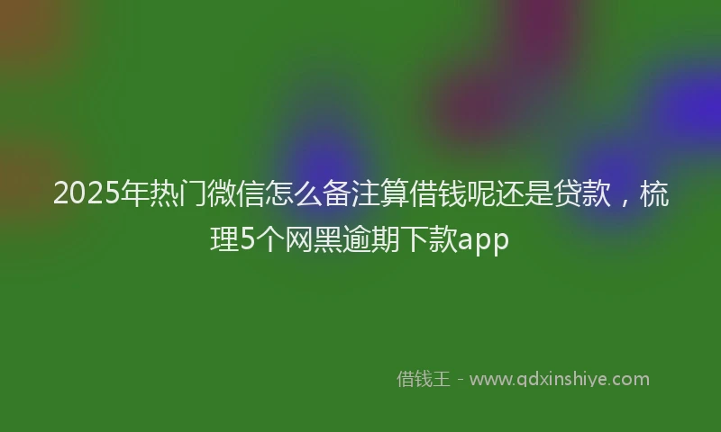 2025年热门微信怎么备注算借钱呢还是贷款，梳理5个网黑逾期下款app