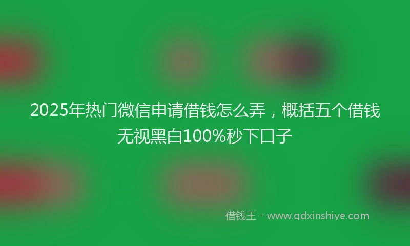 2025年热门微信申请借钱怎么弄,概括五个借钱无视黑白100%秒下口子